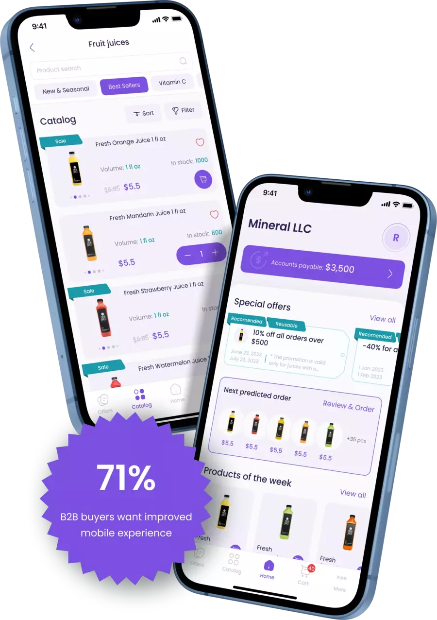 Mobile app B2B ecommerce for distributors and manufacturers